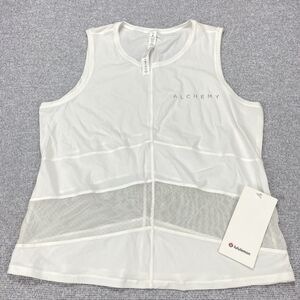 Lululemon Court Crush Tank Top White Polka Dot Mesh Womens Sz 10 / Company Logo